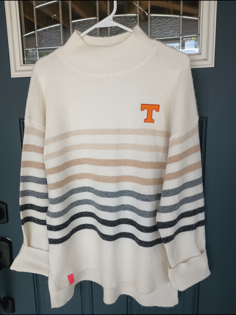 Lusso Tennessee Volunteers Simone Striple Mock Neck Oversized Sweater Sz L